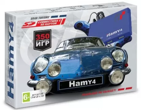 Игровая приставка 8 bit + 16 bit "Hamy 4" (350 в 1) Gran Turismo + 350 встроенных игр + 2 геймпада + USB кабель (Синяя)