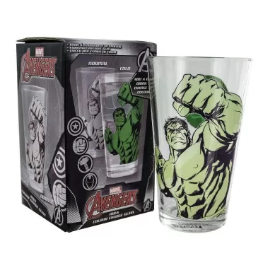 Бокал стеклянный меняющий цвет Paladone: Халк (Hulk) Мстители (Avengers) (PP2987MAV2) 400 мл