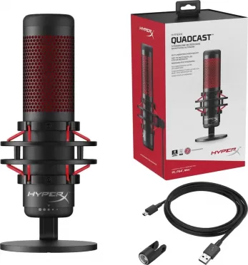 Микрофон игровой (для стриминга) HyperX QuadCast, красный, черный