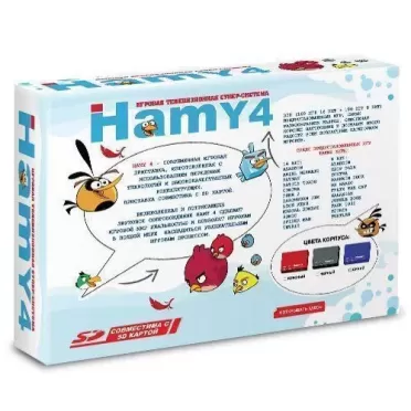 Игровая приставка 8 bit + 16 bit "Hamy 4" (350 в 1) Angry Birds + 350 встроенных игр + 2 геймпада + USB кабель (Красная)
