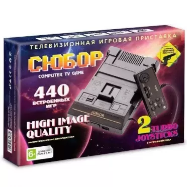 Игровая приставка 8 bit Сюбор 440 в 1 + 440 встроенных игр + 2 геймпада + пистолет (Черная)