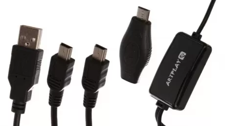 Зарядный кабель для 2-х мобильных устройств/игровых геймпадов (Mini USB) (Android/PS3/PS4)