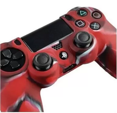 Защитный силиконовый чехол Controller Silicon Case для геймпада Sony Dualshock 4 Wireless Controller (Камуфляж Черный/Красный) (PS4)
