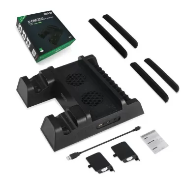 Подставка для вертикальной установки консоли + охлаждение + зарядная станция + подставка под игры + 2 аккумулятора OIVO (IV-X0011) (Xbox One FAT/S/X)