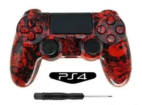 Корпус геймпада + кнопки PS4 Shell Case Hydro Dipped Crazy Red Skull для DualShock 4 Wireless Controller 