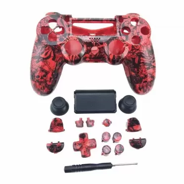 Корпус геймпада + кнопки PS4 Shell Case Hydro Dipped Crazy Red Skull для DualShock 4 Wireless Controller 