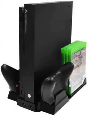Подставка для вертикальной установки консоли + охлаждение + зарядная станция + подставка под игры (SND-398 MIMD) (Xbox One X)