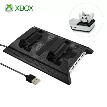 Зарядная станция для 2-х геймпадов + охлаждение + USB HUB разветвитель KJH (KJH-XBOXONES-02) (Xbox One S)