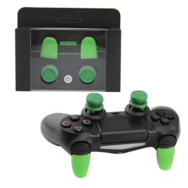 Накладки на курки + накладки на стики для геймпада (4 в 1) CQC + L2 R2 Extended Button Kit Зеленые (PS4)