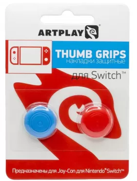 Накладки на стики для контроллеров Joy-Con низкие Красный/Голубой (2 шт) Artplays (Switch)