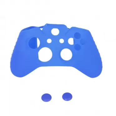 Controller Silicon Case Blue защитный силиконовый чехол для геймпада (Синий) + Накладки на стики (Синие) (Xbox One)