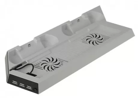 Подставка для вертикальной установки консоли + зарядная станция (Charging Stand Unique Appearance Design) Белая (PS4)