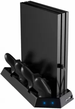Подставка для вертикальной установки консоли + зарядная станция + охлаждение + USB HUB разветвитель (KJHPS4PRO-03) (PS4 Pro)
