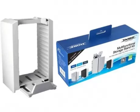 Подставка для вертикальной установки консоли + подставка для дисков Белый (White) DOBE (TP4-025) (PS4 FAT/Slim/Pro/Xbox One S)