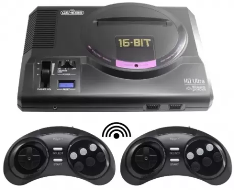 Игровая приставка 16 bit Sega Retro Genesis HD Ultra (50 в 1) + 50 встроенных игр + 2 беспроводных геймпада + HDMI кабель (Черная)