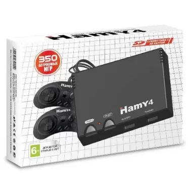 Игровая приставка 8 bit + 16 bit "Hamy 4" (350 в 1) + 350 встроенных игр + 2 геймпада (Черная)
