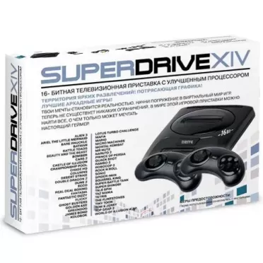 Игровая приставка 16 bit Super Drive 14 (160 в 1) + 160 встроенных игр + 2 геймпада (Черная)