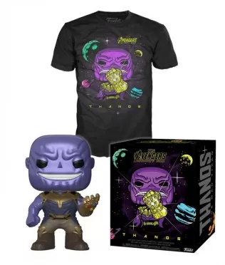 Набор Funko Pop & Tee: Фигурка Мстители: Война Бесконечности (Avengers: Infinity War) Танос (Thanos) (33455) 9,5 см + Футболка Мстители: Война Бесконечности (Avengers: Infinity War) Танос (Thanos) Черная, Размер M