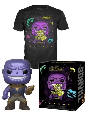 Набор Funko Pop & Tee: Фигурка Мстители: Война Бесконечности (Avengers: Infinity War) Танос (Thanos) (33456) 9,5 см + Футболка Мстители: Война Бесконечности (Avengers: Infinity War) Танос (Thanos) Черная, Размер L