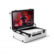 POGA LUX PlayStation 5 Premium Portable Console Travel Case incl. Trolley and 24‘‘ AOC Gaming Monitor - White