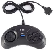 Геймпад проводной 8 bit Controller широкий разъем 15 Pin (Форма Sega) (Черный) 8 bit