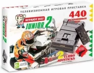 Игровая приставка 8 bit Junior 2 Classic 440 в 1 + 440 встроенных игр + 2 геймпада + пистолет (Черная)
